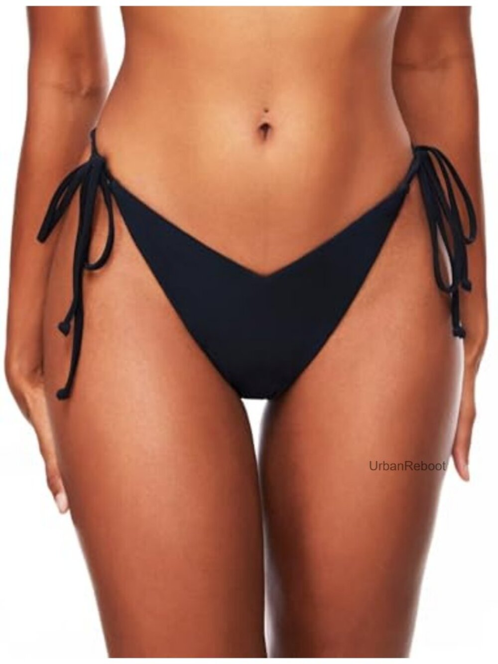 V Cut Cheeky Bikini Bottoms Side Tie Low Rise Swimwear